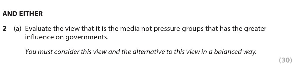 Evaluate-the-view-that-it-is-the-media-not-pressure-groups-that-has-the-greater-influence-on-governments-Edexcel-A-Level Politics-Question 2-2022-Paper 1.png